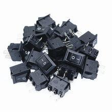 Load image into Gallery viewer, 100pcs/300pcs/500pcs Push Button Switch 10x15mm SPST 2Pin 3A 250V KCD1 Snap-in On/Off Boat Rocker Switch 10MM*15MM Mini Black