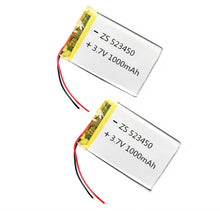 Load image into Gallery viewer, 1/2pcs 3.7V 1000mAh 523450 Polymer Lithium Rechargeable Battery Li-ion Battery  for Smart Phone DVD MP3 MP4 Led Lamp
