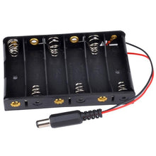 Load image into Gallery viewer, 6 x AA Battery Case Storage Holder for 18650 diy power bank 18650 battery holder box circuit With DC2.1 Power Jack For Arduino
