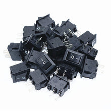 Load image into Gallery viewer, 100pcs/300pcs/500pcs Push Button Switch 10x15mm SPST 2Pin 3A 250V KCD1 Snap-in On/Off Boat Rocker Switch 10MM*15MM Mini Black
